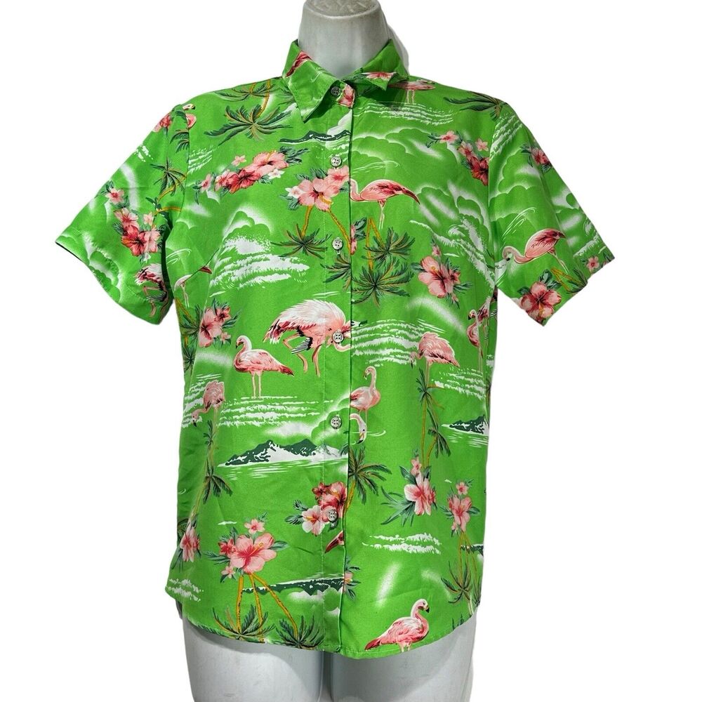 SSLR Womens Flamingos Hawaiian Luau Shirt Size S